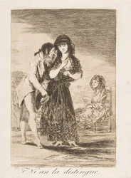 「Los Caprichos」のプレート 7 : それでも、彼は Ni asi la distingue., 1799.