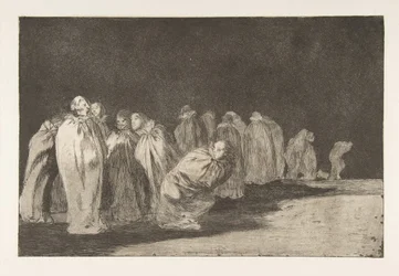 「Disparates」のプレート 8: 袋に入った男たち。 1816-23 は 1864 年に出版されました。