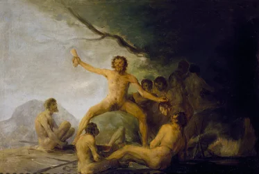 人間の遺体を味わう食人族 1800-08年頃 パネルに油彩