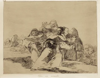 GOYA Y LUCIENTES, Francisco de (1746-1828). Tudo está às avessas. 1810-1820. (17,6 x 22,2 cm). Placa 42 de “Os desastres da guerra”. Gravura. ESPANHA. MADRID (COMUNIDADE AUTÓNOMA). Madri. Museu do Prado