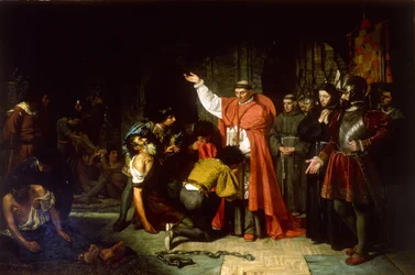 フランシスコ・ヒメネス・デ・シスネロス枢機卿 (1436-1517) によるオランのキリスト教徒囚人の解放、Jover y Casanova, Francisco (1836-1890)