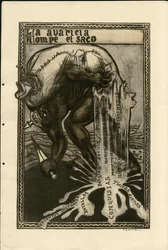 フランシスコ・サンチャ・レンゴ（1874-1936）のイラスト - 1915年頃の飛葉 - 14～18年戦争, ドイツ・プロイセン, 銀, 交戦国とシンボル, スペイン語, 海外報道機関