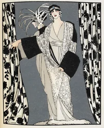 Blanc et noir。1855年にJohn Redfernがデザインした衣装を着た女性、『La Gazette du Bon Ton』の挿絵