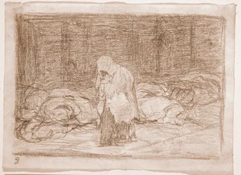 The Disasters of War : Mortuary beds (preparation drawing)
