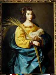 聖アグネスの表現 フランシスコ・デ・ズルバラン（1598-1664）の絵画（ec.esp） 17世紀 プリヴェ・コレクション
