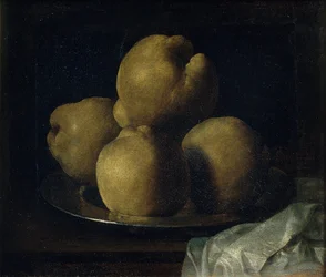 カリンの皿のある静物