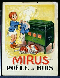 薪ストーブ「Mirus」の広告（リソ色）