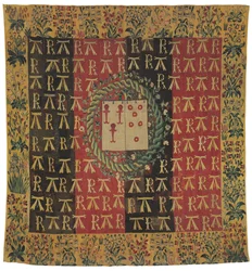 ロバートシャボットとアントワネットd "Illiers、c.1503の腕を描いた装甲ミールフルールタペストリー