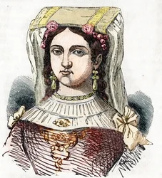 Muotokuva roomalaisesta aatelis Marozie Ierestä (Mariuccia, Mariozza tai Marousie of Tusculum) (n. 890-932/937), Theophylacte ja Theodora I Muinaisen (Marozia roomalainen aatelisnainen, joka oli paavi Sergius III:n väitetty rakastajatar) tyttärestä piirret