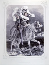 ノルマンディーのカーン地方の女性たち（1852年にナントで出版されたシャルパンティエの版画「La Normandie Illustree」より）（カラーリトグラフ