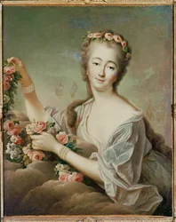 女神フローラに扮したルイ15世の愛妾デュ・バリー夫人（キャンバスに描かれた絵画）
