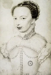マルゴ王妃ことマルグリット・ド・ヴァロワ（1553-1615）、ナバラ王妃、アンリ4世の最初の妻の肖像（フランソワ・クルエ作