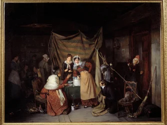 若者に「良い冒険を」と言うシビレ 絵画：フランソワ・オーギュスト・ビアール（1799-1882） 1827年 リヨン、ボザール美術館（Musee des Beaux Arts