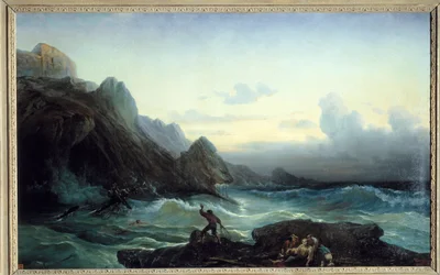 嵐の後。フランソワ・ピエール・バリー（1813-1905）の絵