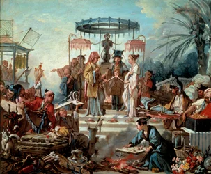 中国の結婚式風景 中国の皇帝の宮廷での結婚式。フランソワ・ブーシェ（1703-1770）による絵画 1740年 ブザンソン美術博物館