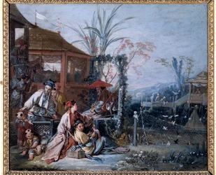 シノワズリ：フランソワ・ブーシェ（1703-1770）の「狩り」の絵。ブザンソン美術館