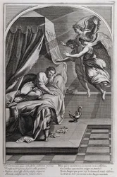 1660年、パリで制作された「シャルトル騎士団の創設者、聖ブルーノの生涯」からの挿絵。Eustache Le Sueurの絵画とFran Sois Chauveauのエングレービングによる ©UIG/Leemage