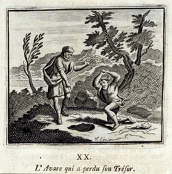 Jean de La Fontaine (1621-95)の寓話。挿絵はFrançois Chauveau（1613-1676）。1728年の版。
