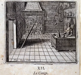 キャンドルのことです。ジャン・ド・ラ・フォンテーヌ（1621-95）の寓話。挿絵はフランソワ・ショーボー（1613-1676）。1728年の版。