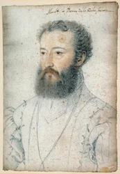 ラ・ロッシュ・シュル・ヨン公シャルル・ド・ブルボン（1515-1565）の肖像。クルエ・フランソワ（1515-1572）による血と黒い石のドローイング