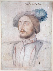 フランスの牧童であるブリサック伯爵シャルル・ド・コッセ（1506-1563）の肖像（コッセ＝ブリサック）。フランソワ・クルエ(1515-1572)による鉛筆と血で描かれたもの。1537.シャンティのコンデ美術館