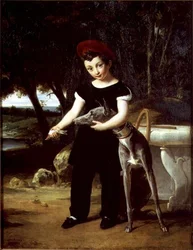 フランスのアンリ（1820-83）ヴィルヌーヴレタン城のアングレーム公爵夫人の家にあるボルドー公、1826年