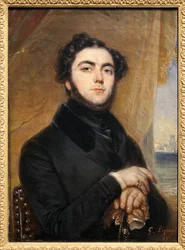 Eugene Sue (1804-1857)、フランスの作家、パリのミステリーの著者、流浪のユダヤ人の肖像。 Gabriel Lepaulle (1804-1886) による絵画。 写真、KIM Youngtae、パリ、Musee Carnavalet。