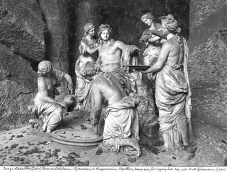アポロンの浴場の森でニンフたちに介抱されるアポロン、トマ・ルニョーダン（1622-1706年）の協力により制作、1666-75年
