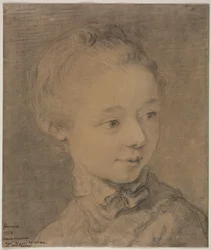 右を向く少女の頭、1758年。
