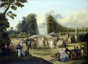 パリ、チボリ公園の舞踏会 - フランソワ・ルイ・ジョセフ・ワトー（1758-1823）の絵画