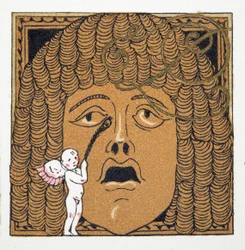 パブのPersonages de Comedieの、キューピッドにくすぐられている鼻。 1922年（ポキアプリント）