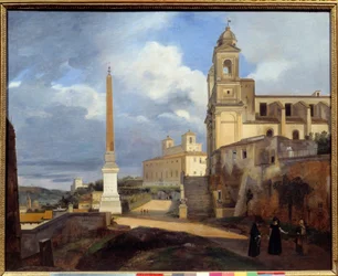 ローマのトリニテ・デ・モンティとヴィラ・メディシスの眺め 絵画：フランソワ・マリウス・グラネ（1775-1849） 1808年 日0.48 x 0.61 m