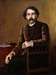 「フランスの詩人、作家ステファヌ・マラルメ（1842-1883）の肖像 フランソワ・ナルディ（1861-1936）による絵画。1887年 42,5 X 32 cm 個人蔵