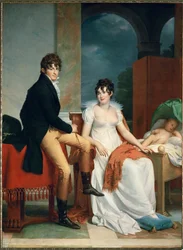 モーリッツ・クリスティアン・フリース伯爵とマリア・テレジア・フリース伯爵夫人と子供のモーリッツ、1804年生まれ（油彩・カンヴァス）