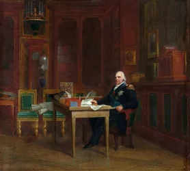 ルイ18世（1755年-1824年）、チュイルリーの書斎にて（油彩・カンヴァス）