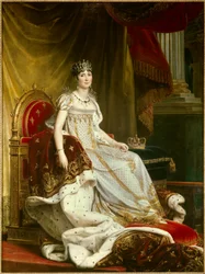 戴冠式の衣装をまとった皇后ジョゼフィーヌ・ド・ボアルネ（1763-1814）の肖像。寸法：2.1 x 1.3メートル。フォンテーヌブロー、フォンテーヌブロー宮殿