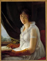 バルビエ・ワルボンヌ夫人（1763-1837）の肖像 画家ジャック・リュック・バルビエの妻 フランソワ・ジェラール（1770-1837）による絵画 1796年 日。0,79x0,59 m