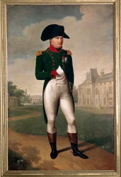 マルメゾン城の前に立つナポレオン・ボナパルト（1769-1821年）の肖像（執政官の服装）。1804年、リュエイユ＝マルメゾン（オー＝ド＝セーヌ県）。19世紀、マルメゾン、城博物館 - ナポレオンの全身肖像