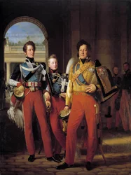 オルレアン公ルイ=フィリップ1世（1773-1850）とその息子たち（シャルトル公とヌムール公）の肖像画 フランソワ・ジェラール（1770-1837）の後に描かれたルイ・エルサン（1777-1860）の肖像画 1832年日 2