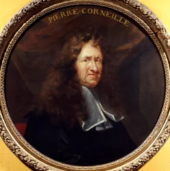 ピエール・コルネイユ（1606-1684）の肖像 劇的詩人 フランソワ・シクレ（1640-1705）の絵画 17世紀。直径0.760m、パリ。カルナバレ美術館