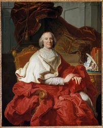 アンドレ・エルキュール（1653-1743）の肖像 フルーリー枢機卿、前頭政治家 フランソワ・スティマール（1680-1740）の絵画、ヒャカンテ・リゴー（1659-1743）の後 18世紀 日。1.6x1.29 m - アンドレ・エルキュール（1653-1743）の肖像、フルーリー枢機卿、前任者、政治家