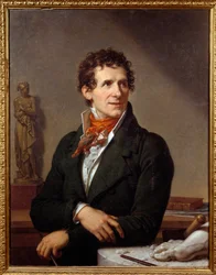 彫刻家アントニオ・カノーヴァ（1757-1822）の肖像 グザヴィエ・ファーブル（1766-1837）の絵画 1812年 薄暗い。0,91x0,7 m Montpellier, musee Fabre - イタリアの彫刻家アントニオ・カノーヴァ（1757-1822）の肖像。フランソワ・グザヴィエ・ファーブル（1766-1837）の絵画