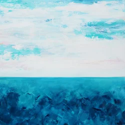 深い青の海景