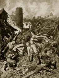 1091年の旋風、「ハッチンソンのイギリス国民の物語」のイラスト、1920年頃（リソ）