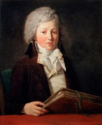 1791年、絵が入ったフォルダを保持している若い男の肖像。