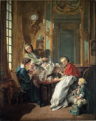 ブルジョワ風インテリアでのランチシーン