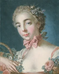 P.59-1959 Louis-Marin Bonnet（1736-93）1769によって彫刻されたフローラの頭（カラーエッチングと彫刻）