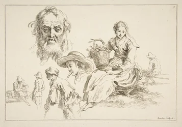 スケッチシート、ca。 1735