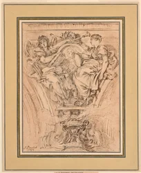 スパンドレルの装飾: ルイ 15 世に拍手を送る名声と真実