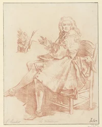 アルセステの勉強 モリエールの作品の 1734 年版 (vol. III、p. 341) からの Le Misanthrope のイラストのデザイン (シリーズ タイトル)